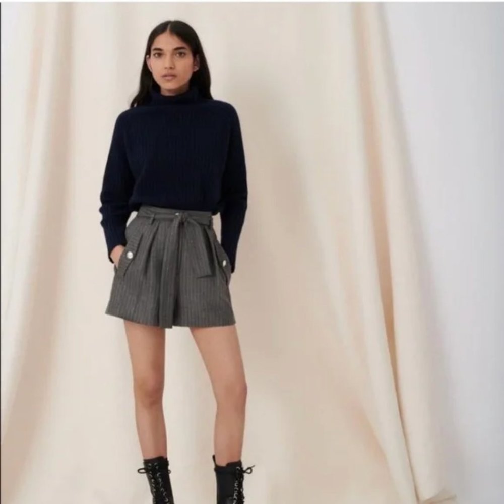 maje stripe shorts with belt